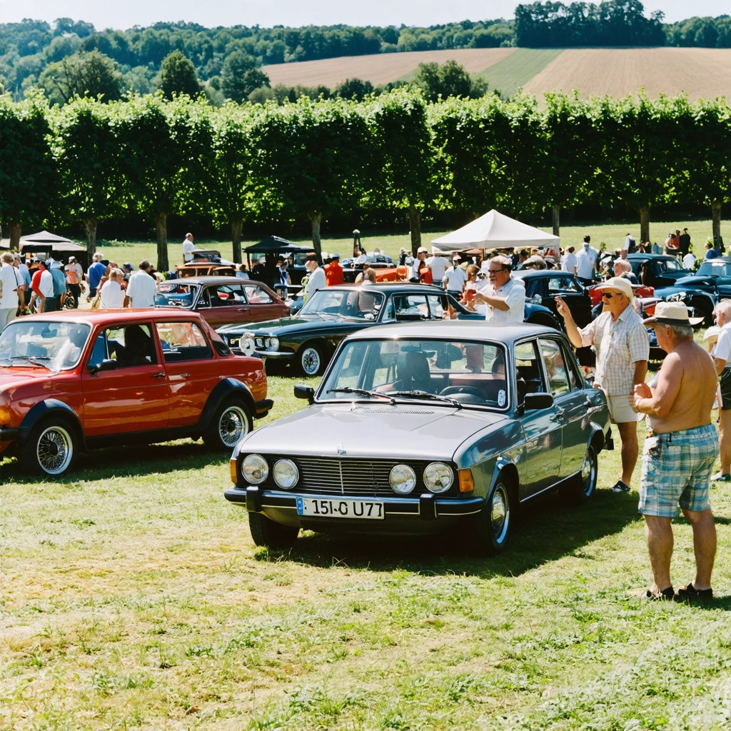 Rassemblement de voitures anciennes et bourse d’échange de pièces dans l’ouest de la France avec des passionnés autour des véhicules rétro